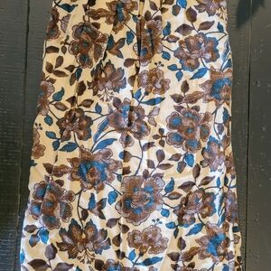 Sag Harbor Floral Skirt in Cream and Brown. 14.